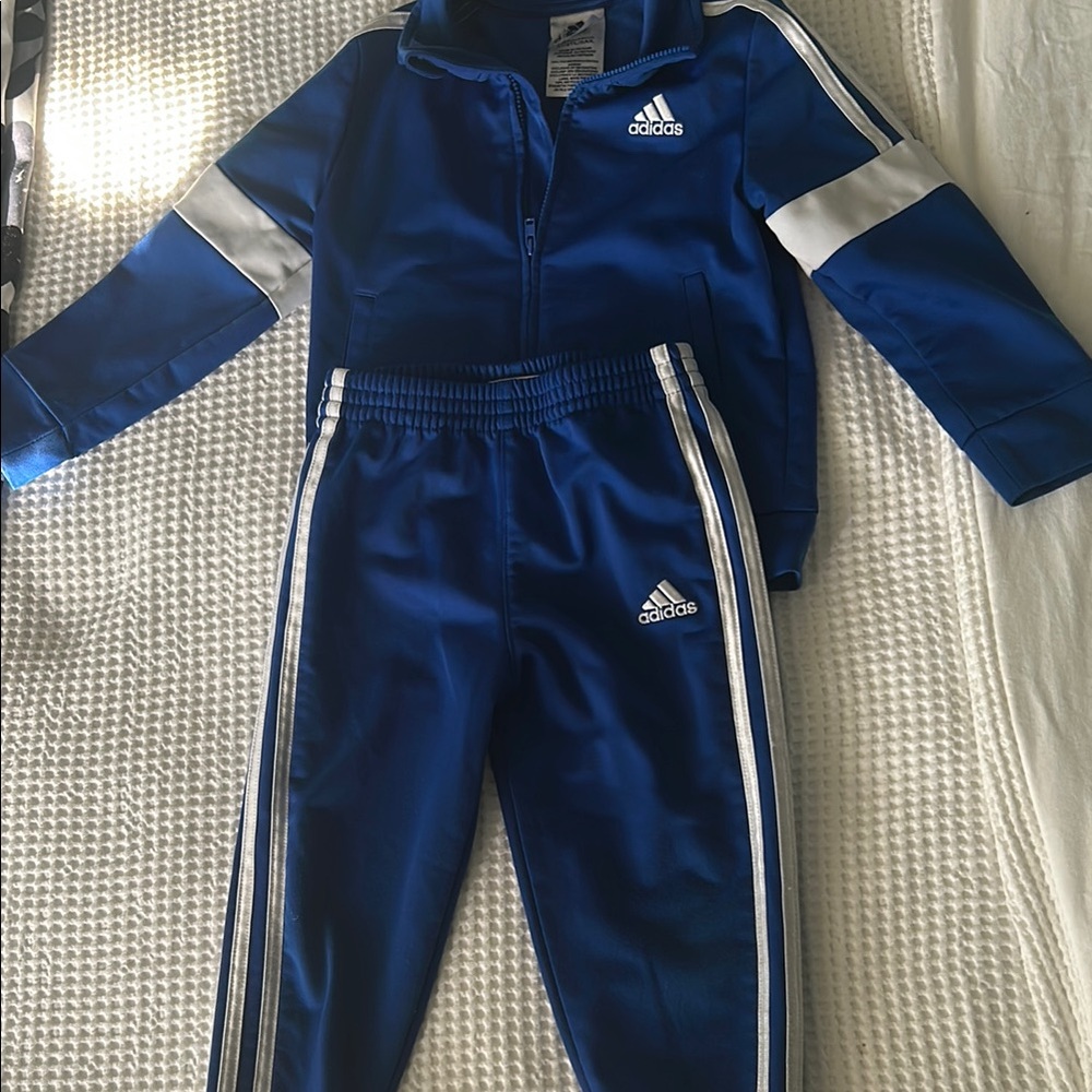 Adidas Blue Tracksuit with White Stripes
